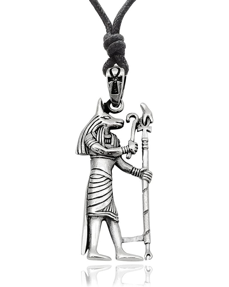 Egyptian God&Goddess 92.5 Sterling Silver Brass Necklace Pendant Jewelry Standing Anubis-Sterling-silver-Cotton $10.02 Necklaces