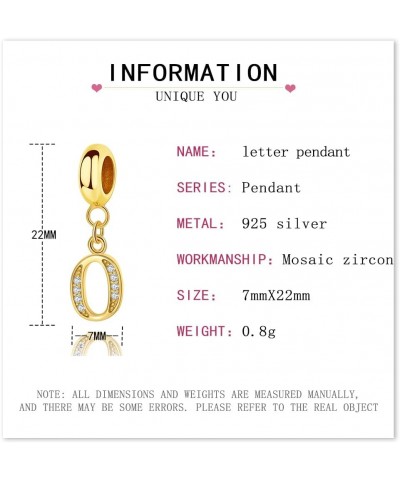 S925 Sterling Silve Letter Charm Electroplating 18K Gold A-Z Initial Pendant Charms for Bracelets Compatible With Pandora Bra...