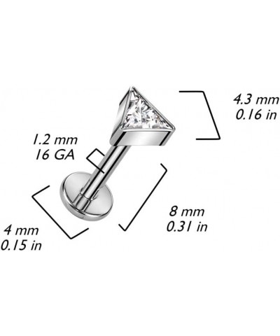 Dynamique Implant Grade Titanium Internally Threaded Labret With Triangle CZ Top (Sold Per Piece) Gold/Clear $11.21 Body Jewelry