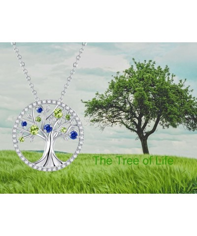 Tree of Life Necklace March April May Birthstones Aquamarine Necklace Women Jewelry for Wife Mom Birthday Gifts for Her Sterl...