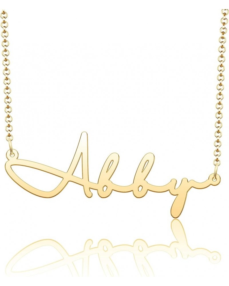 Name Necklace Personalized Gold Custom Name Plate Necklace Sterling Silver Abby-Gold $19.37 Necklaces