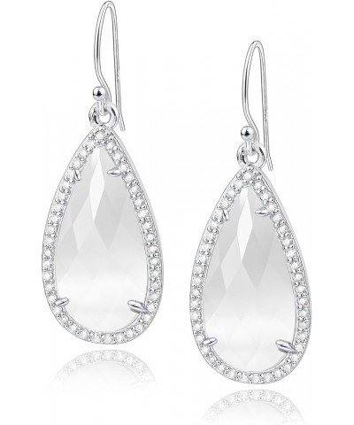 Teardrop Dangle Earrings for Women Silver Earrings for Women white $14.37 Earrings