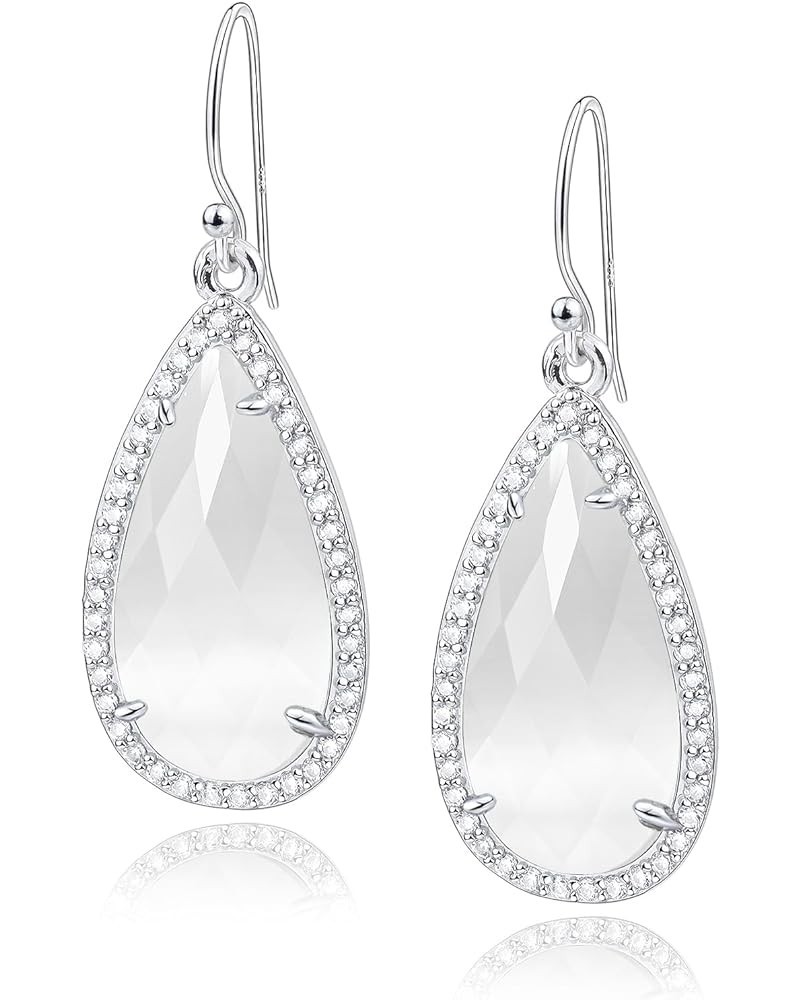 Teardrop Dangle Earrings for Women Silver Earrings for Women white $14.37 Earrings