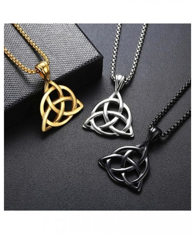 Celtic Knot Pendant Necklace Gold Silver Plated Unique Vintage Triangle Irish Good Luck Lightweight Triquetra Trinity Knot Ge...