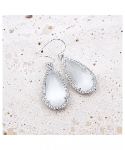 Teardrop Dangle Earrings for Women Silver Earrings for Women white $14.37 Earrings