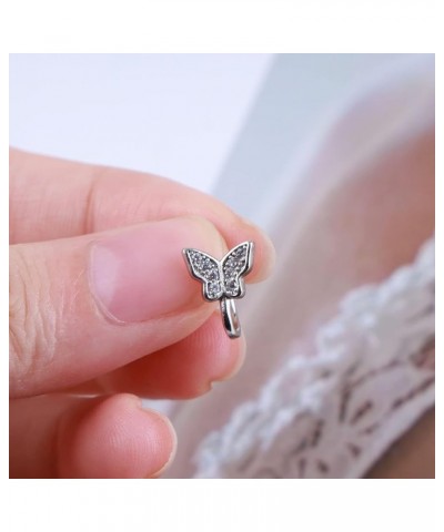 Punk Butterfly Nose Ring Gold Butterfly Nose Cuff Hoop Ring Vintage CZ Butterfly Fake Nose Ring Non Pierced Nose Ring Gothic ...