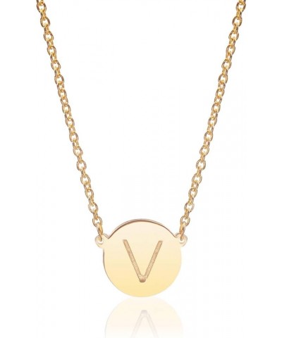 ROUND DISK INITIAL Necklace Gold : V $19.46 Necklaces