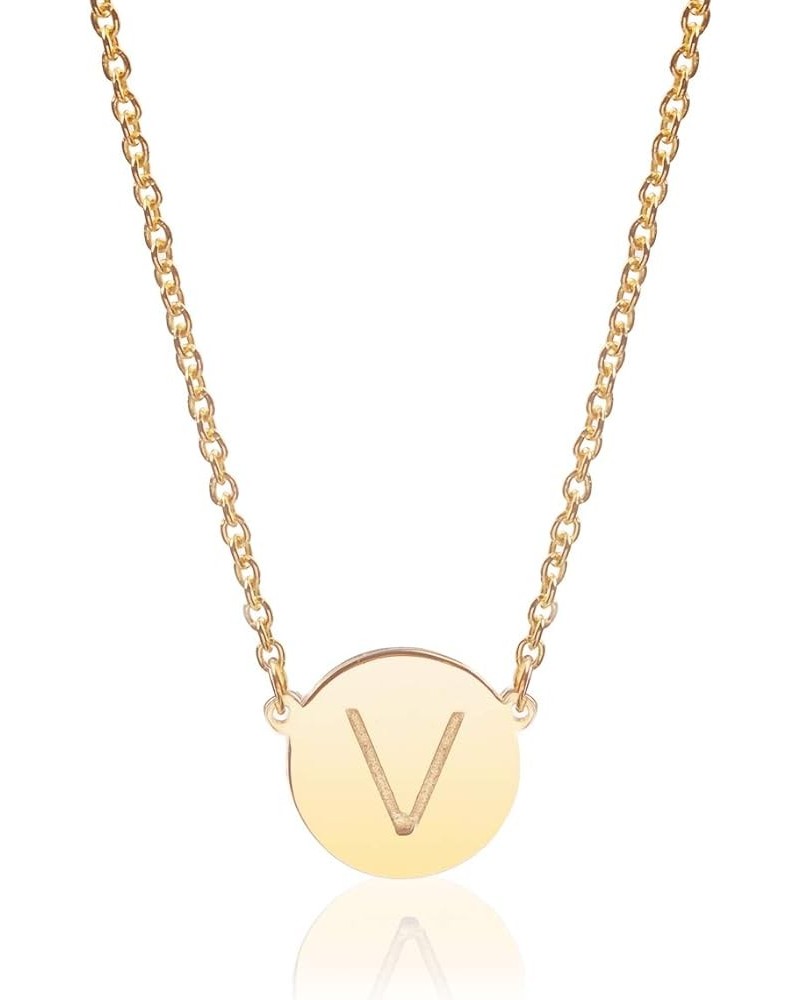 ROUND DISK INITIAL Necklace Gold : V $19.46 Necklaces