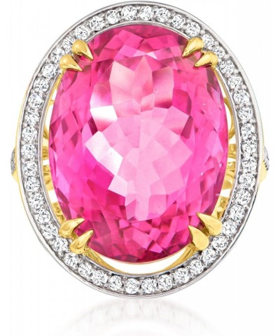 20.00 Carat Pink Topaz and .52 ct. t.w. Diamond Ring in 14kt Yellow Gold $662.03 Rings