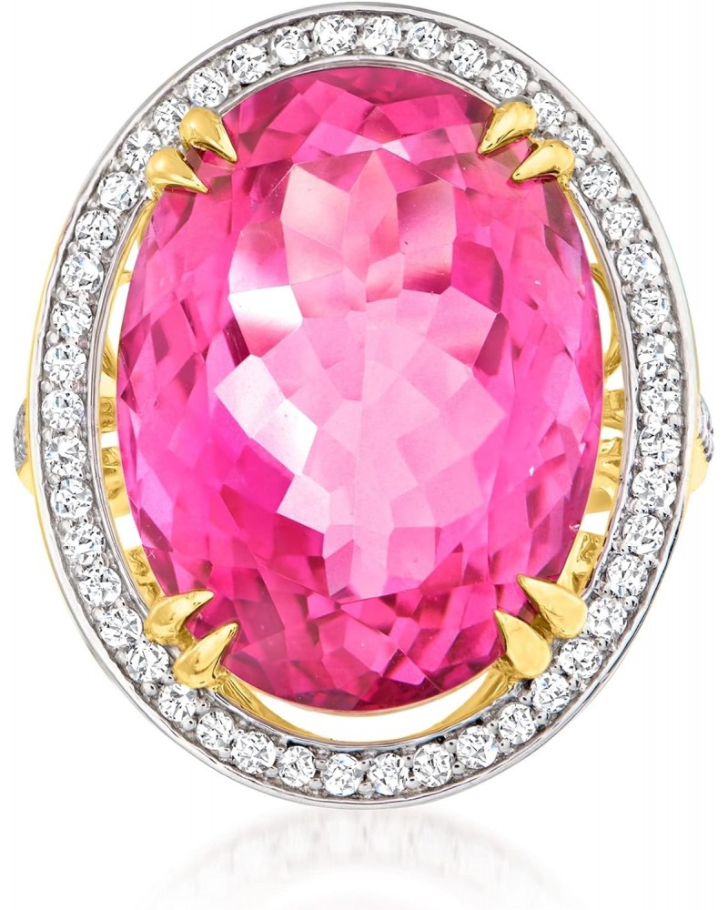 20.00 Carat Pink Topaz and .52 ct. t.w. Diamond Ring in 14kt Yellow Gold $662.03 Rings