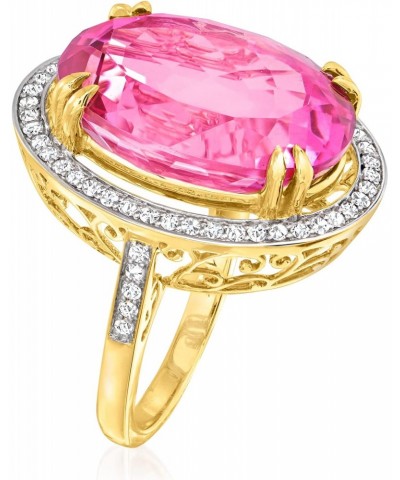 20.00 Carat Pink Topaz and .52 ct. t.w. Diamond Ring in 14kt Yellow Gold $662.03 Rings