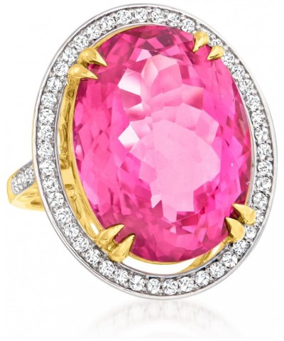 20.00 Carat Pink Topaz and .52 ct. t.w. Diamond Ring in 14kt Yellow Gold $662.03 Rings