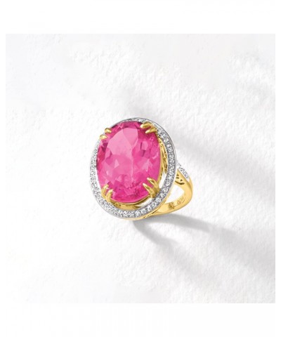 20.00 Carat Pink Topaz and .52 ct. t.w. Diamond Ring in 14kt Yellow Gold $662.03 Rings