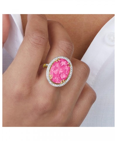 20.00 Carat Pink Topaz and .52 ct. t.w. Diamond Ring in 14kt Yellow Gold $662.03 Rings