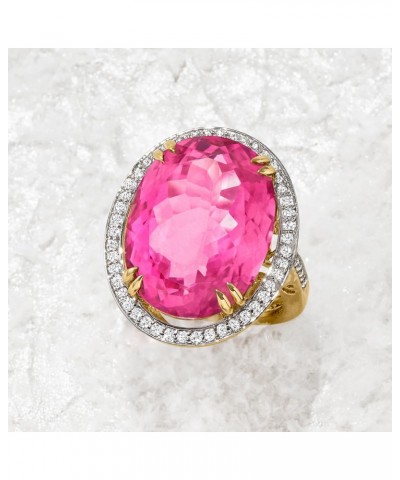 20.00 Carat Pink Topaz and .52 ct. t.w. Diamond Ring in 14kt Yellow Gold $662.03 Rings