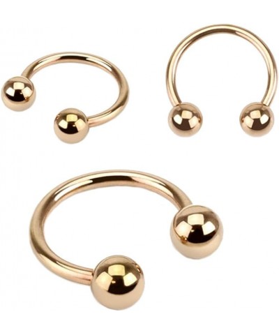 Rose Gold IP Over 316L Surgical Steel Horseshoe Circular Barbell Ring 14GA 7/16" (11mm) 4mm Balls $8.84 Body Jewelry