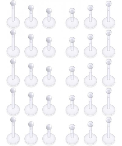 16G Push in Treadless Plastic Clear Lip Labret Monroe Rings Studs Piercing Retainer for Surgery Bioflex Silicone Cartilage Tr...