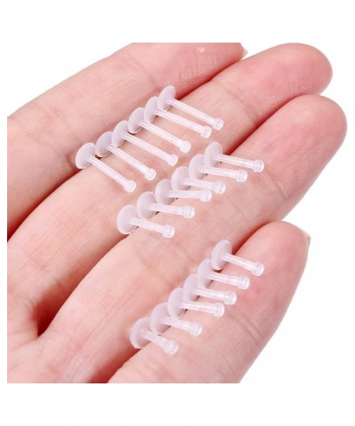 16G Push in Treadless Plastic Clear Lip Labret Monroe Rings Studs Piercing Retainer for Surgery Bioflex Silicone Cartilage Tr...