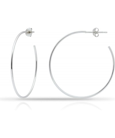 925 Sterling Silver Open 1.5mm Thin Polished Round C-Hoop Earrings | Silver, Yellow, Rose Gold Flashed Sterling Silver 15mm 2...