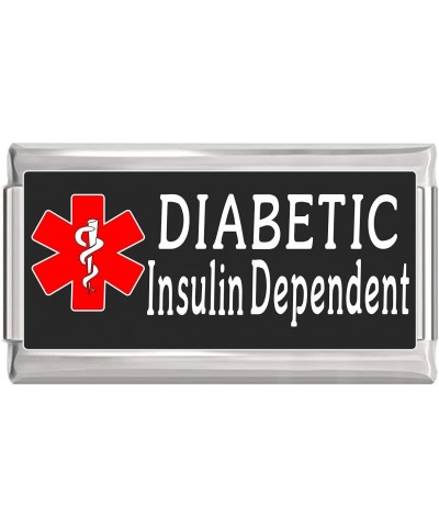 New Charms Diabetic Insulin Dependent Medical Alert Italian Charm on Black Superlink Bracelet Jewelry Link $8.18 Bracelets