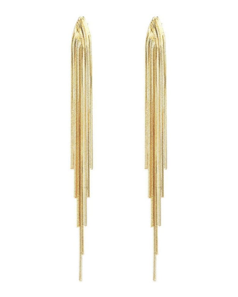 Trendy Gold Long Tassel Earrings Simple Chandelier Tassel Chain Dangle Drop Earrings Bridesmaid Wedding Party Jewelry for Wom...