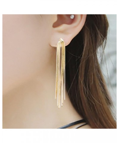 Trendy Gold Long Tassel Earrings Simple Chandelier Tassel Chain Dangle Drop Earrings Bridesmaid Wedding Party Jewelry for Wom...