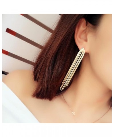 Trendy Gold Long Tassel Earrings Simple Chandelier Tassel Chain Dangle Drop Earrings Bridesmaid Wedding Party Jewelry for Wom...