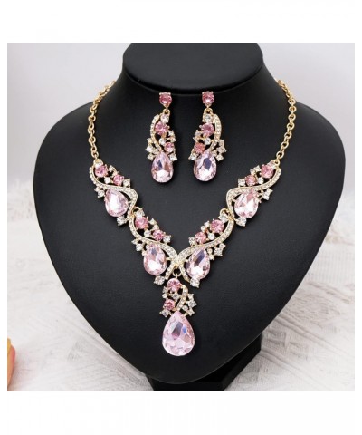 Luxury Austrian Crystal Necklace Earrings Rhinestone Bridal Wedding Party Costume Jewelry Sets for Brides Bridesmaids Women p...