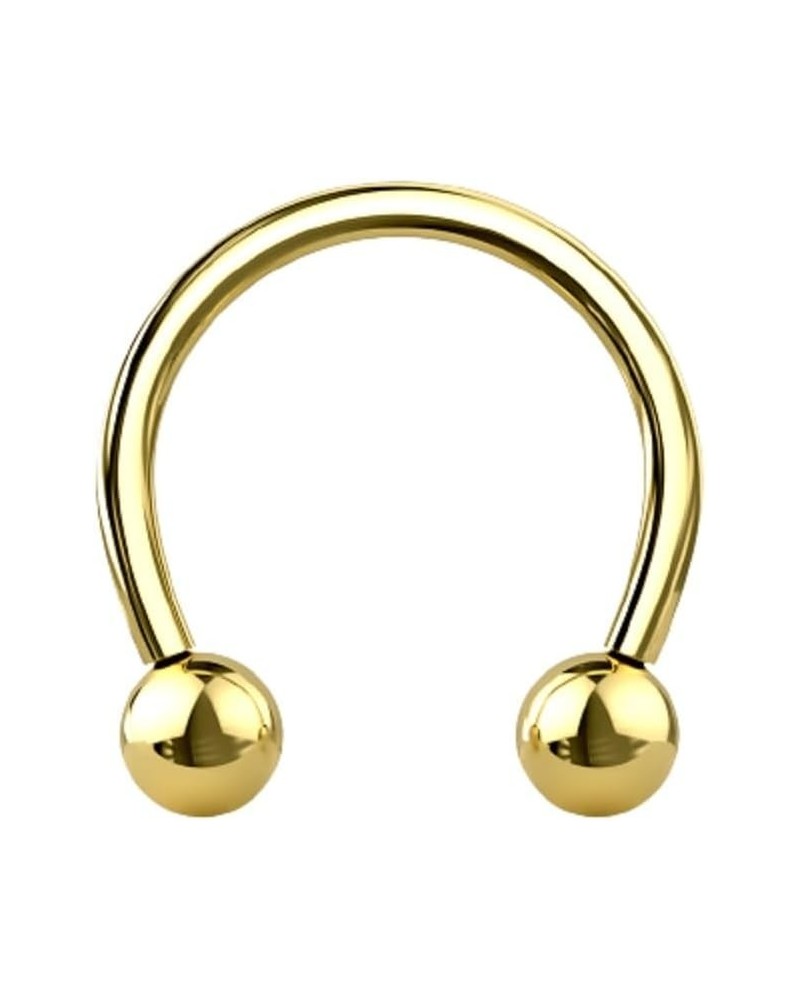 18-00GA PVD Plated G23 Implant Grade Titanium Internally Threaded Ball Ends Circular Horseshoe Barbell 6mm (2GA) Gold Tone $7...