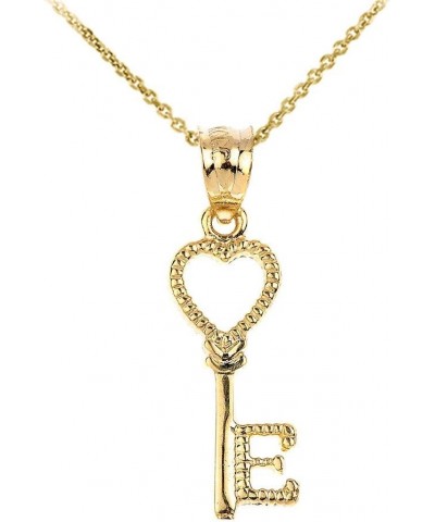 14k Yellow Gold Heart Key Initial Letter E Pendant Necklace 20.0 Inches $84.99 Necklaces