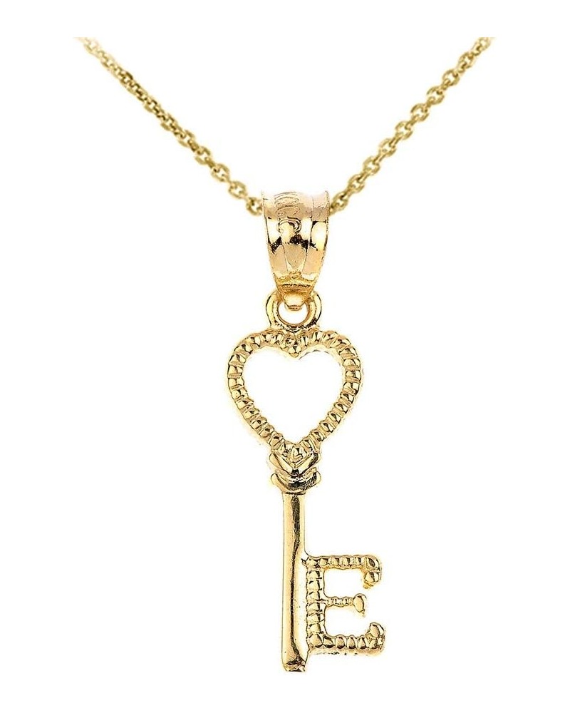 14k Yellow Gold Heart Key Initial Letter E Pendant Necklace 20.0 Inches $84.99 Necklaces