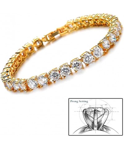 5mm Iced Out Tennis Chain Bracelet Necklace Hip Hop Link Gold Plated Bling Bracelet with AAA Cubic Zirconia Diamond Gold-Set ...