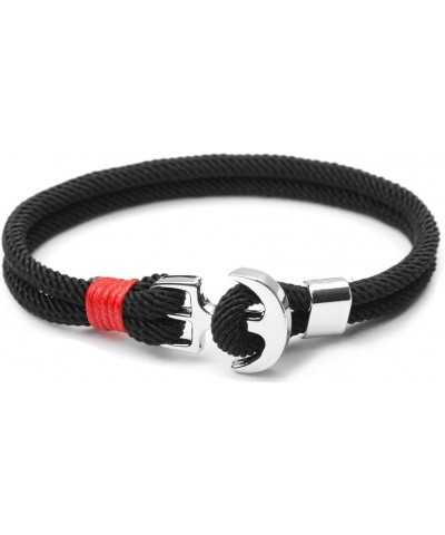 Unisex Milan Cord Rope Nautical Anchor Bracelet for Men and Women Black $7.40 Bracelets