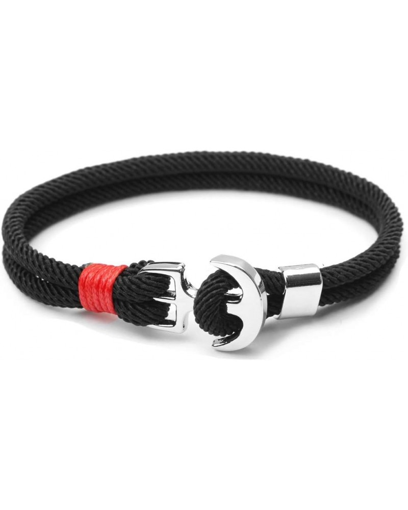 Unisex Milan Cord Rope Nautical Anchor Bracelet for Men and Women Black $7.40 Bracelets