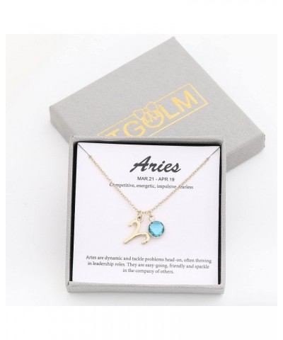 14k Gold Plated Zodiac Birthstone Pendant Necklace, Horoscope Sign Charm Necklace for Women Girls' Birthday Gift Aries-Mar. $...