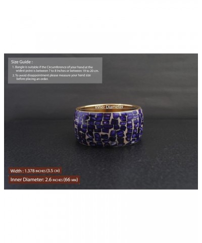 Royal Chips – Bold organic Bone bangle with Mosaic design in Royal Blue & Winter White fixed over Tarnish Resistant polished ...