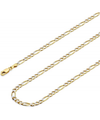 14K Solid Gold Figaro Chains (Select Options) 7.5 Inches White And Yellow Gold $1.00 Necklaces