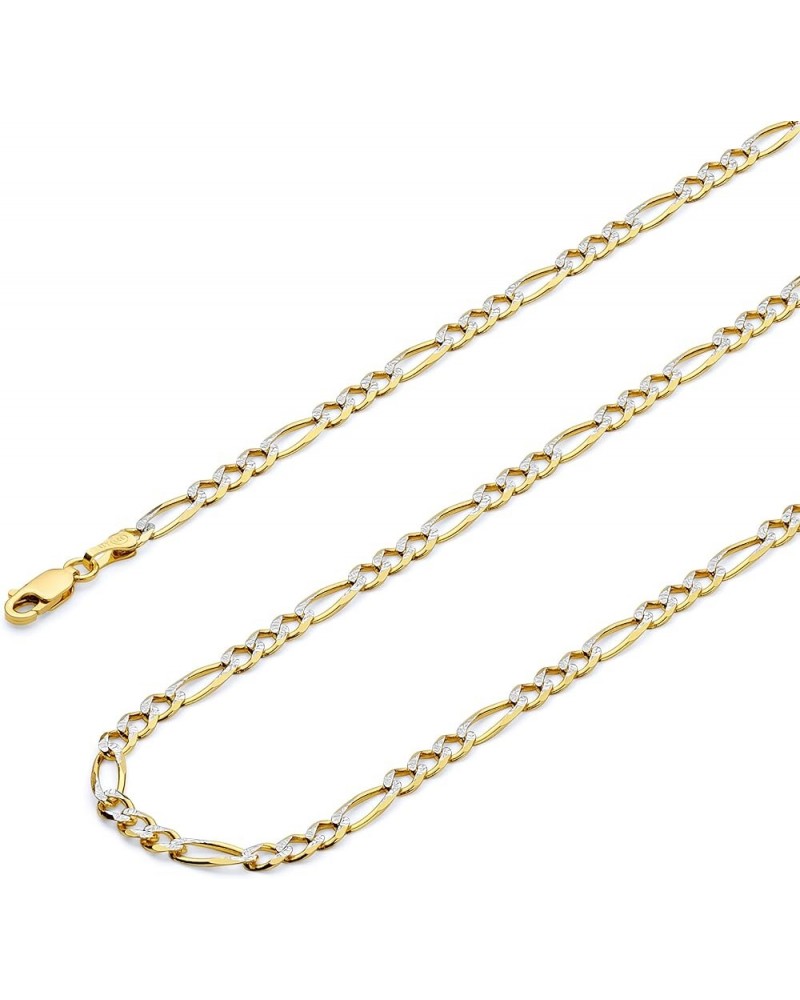 14K Solid Gold Figaro Chains (Select Options) 7.5 Inches White And Yellow Gold $1.00 Necklaces