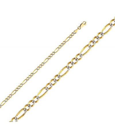 14K Solid Gold Figaro Chains (Select Options) 7.5 Inches White And Yellow Gold $1.00 Necklaces