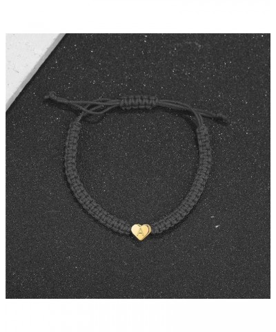 14K White Gold Plated Initial Heart String Bracelets for Women Men Teen Girls Boys Handmade Rope Braided Bracelet Minimalist ...