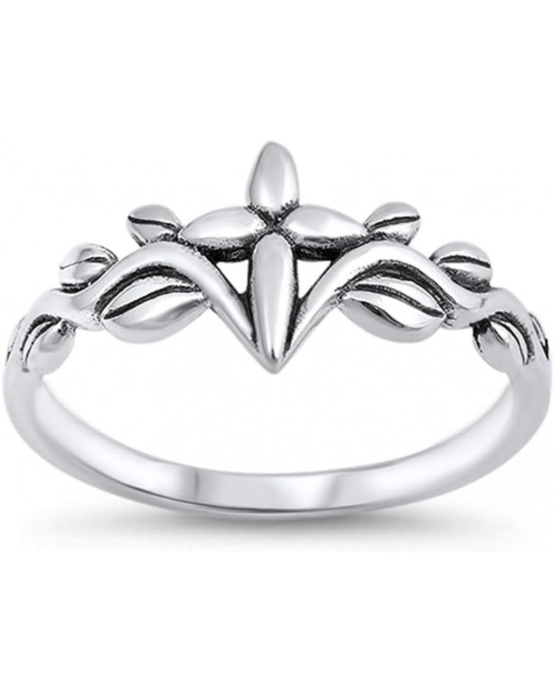 Oxidized Cross Vines Leaf Love Christian Ring Sterling Silver Band Sizes 4-10 $12.31 Rings