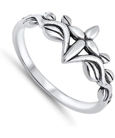 Oxidized Cross Vines Leaf Love Christian Ring Sterling Silver Band Sizes 4-10 $12.31 Rings