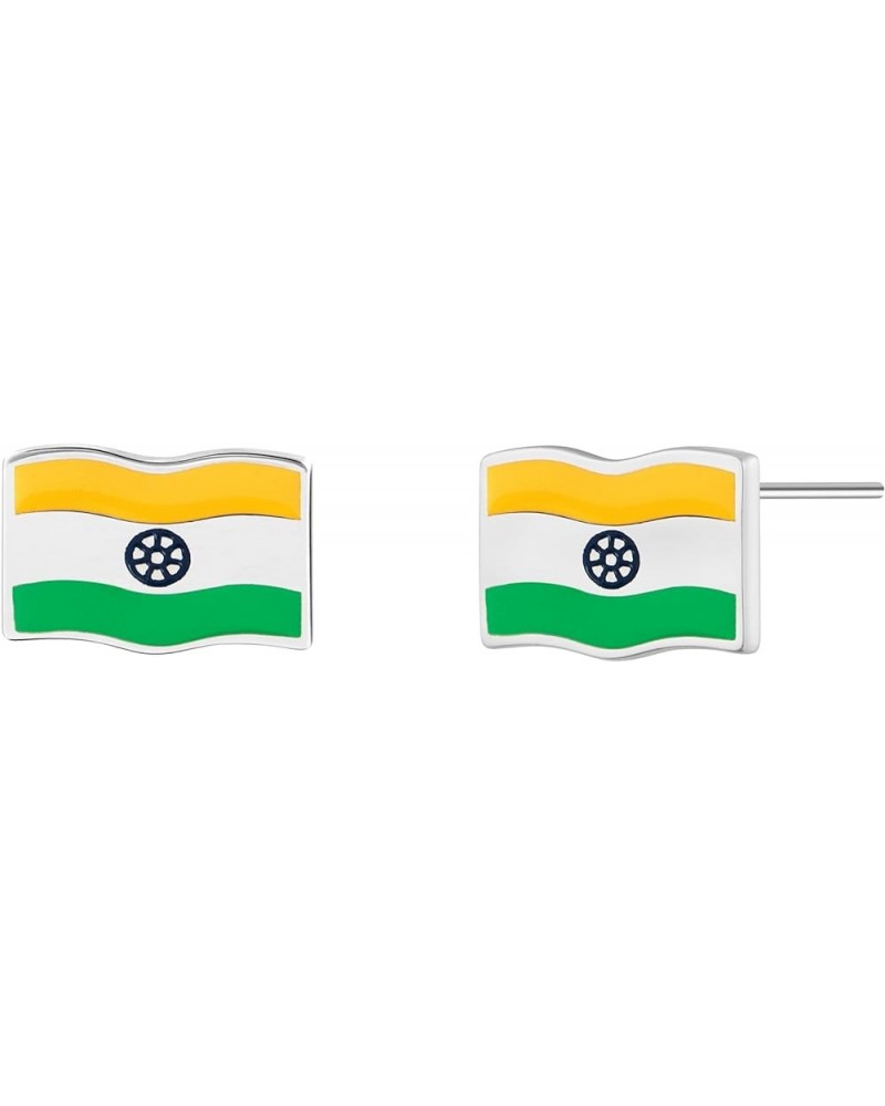 Flag Country Travel Stud Earrings Jewelry with Enamel & 925 Sterling Silver Back Posts India $18.19 Earrings