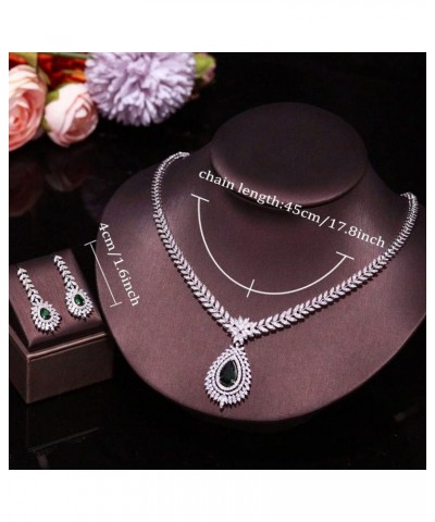 Cubic Zirconia Bridal Jewelry Sets for Wedding Women Bridesmaid CZ Jewelry for Prom Costume Necklace and Earrings B-Silver $2...