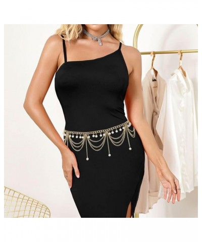 Metal Waist Chain Gold Tassel Layered Chain Belt Waist Jewelry Accessories for Women Girls Pearl $10.00 Body Jewelry