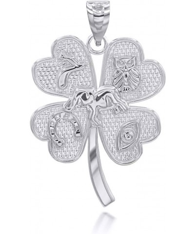 Fine Sterling Silver Four-Leaf Clover Lucky Charm Pendant $14.00 Pendants