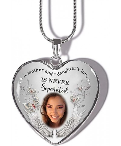 Personalized Memorial Photo Heart Necklace: Silver Customzied Your Own Picture Memory Snake Chain Pendant, Gift for Couples M...