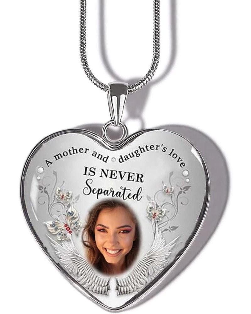 Personalized Memorial Photo Heart Necklace: Silver Customzied Your Own Picture Memory Snake Chain Pendant, Gift for Couples M...