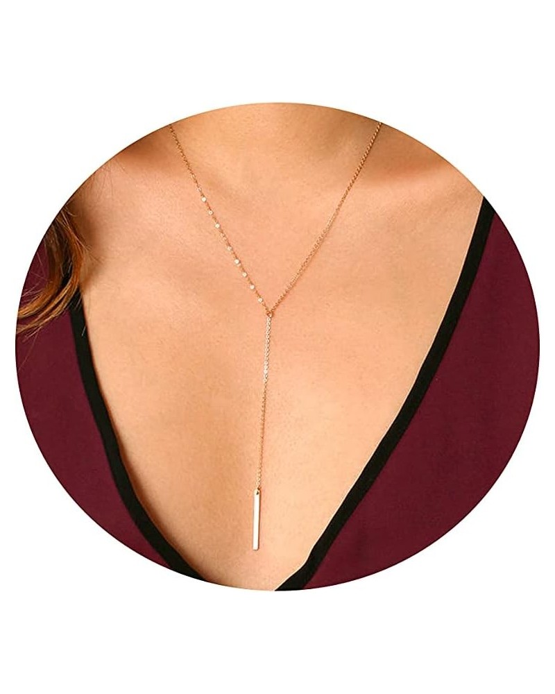 CZ Round Drop Y Necklace for Women 18K Gold Plated Dainty Cubic Zirconia Cut CZ Lariat Y-Shaped Necklace Delicate Cute Simple...