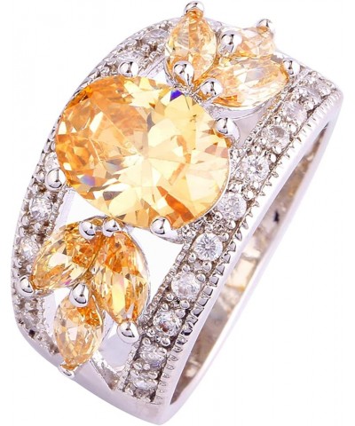 925 Sterling Silver Plated Created Sapphire Quartz&Topaz Cluster Women Band Ring Yellow US8 $3.84 Rings